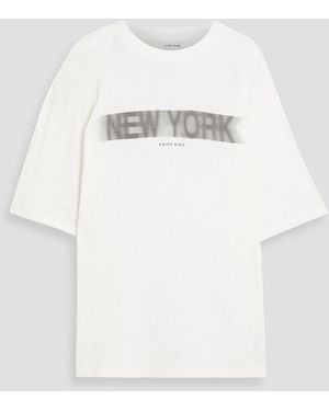 Anine Bing Cason Printed Cotton-Jersey T-Shirt - White