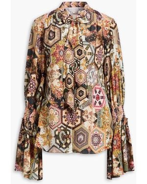 CAMILLA Crystal-Embellished Printed Silk Crepe De Chine Blouse - Multicolour