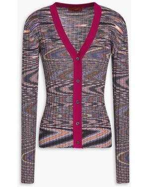 Missoni Cardigan aus einer gerippten kaschmir-seidenmischung in space-dye-optik - Lila
