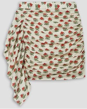 RHODE Minirock aus baumwoll-voile mit floralem print und raffungen - Weiß