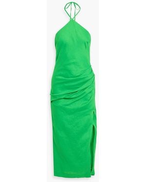 Jonathan Simkhai Hansel Halterneck Linen Midi Dress in Green | Lyst UK