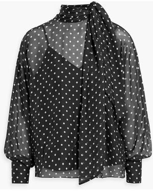Mikael Aghal Polka-dot Silk-chiffon Blouse - Black