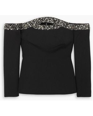 Safiyaa Roisin Off-the-shoulder Cutout Embellished Crepe Top - Black