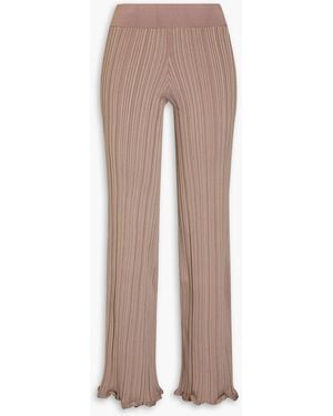 Acne Studios Ribbed-knit Straight-leg Trousers - Natural