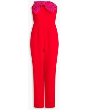 Saloni Sable Strapless Embellished Cady Jumpsuit - Red
