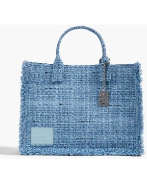 Sandro Frayed Tweed Tote - Blue