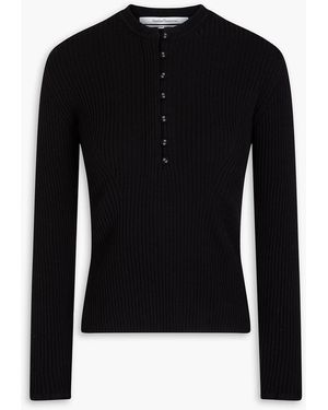 Another Tomorrow Pullover aus einer gerippten merinowollmischung - Schwarz