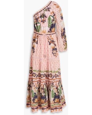 FARM Rio One-Sleeve Floral-Print Cotton Maxi Dress - Pink