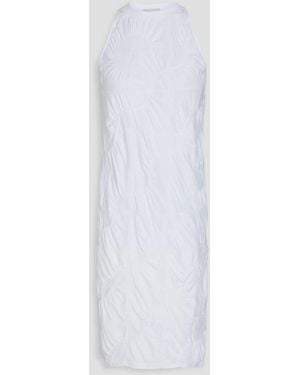 Coperni Gathered Cotton And Modal-blend Jersey Mini Dress - White