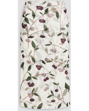 Stella McCartney Ruched Printed Tulle Midi Pencil Skirt - White