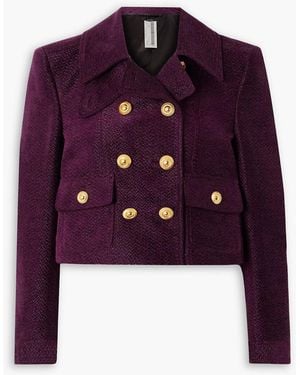 Tom Ford Double-Breasted Metallic Tweed Jacket - Purple