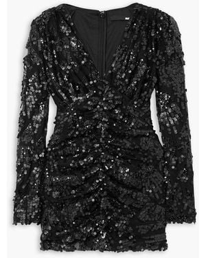 ROTATE BIRGER CHRISTENSEN Sue Sequin-trimmed Chiffon Mini Dress - Black