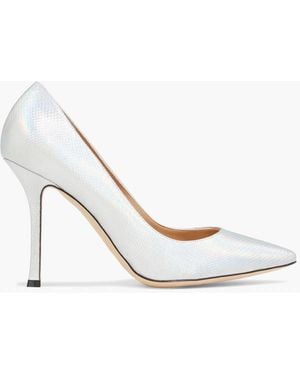 Sergio Rossi Iridescent Textured-Leather Pumps - White