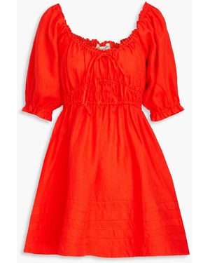 Casa Raki Olga Linen-blend Mini Dress - Red