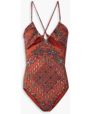 Ulla Johnson Badeanzug "akami" mit cut-outs und print - Rot