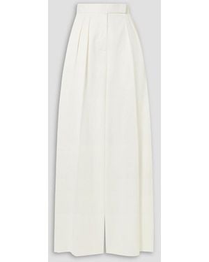 Max Mara Chenzia Pleated Cotton Wide-Leg Pants - White