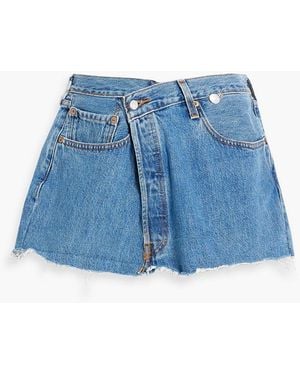 EB DENIM Distressed Denim Mini Skirt - Blue