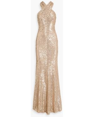 Naeem Khan Sequined Stretch-tulle Gown - Natural