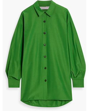Carolina Herrera Oversized Cotton-Blend Faille Shirt - Green
