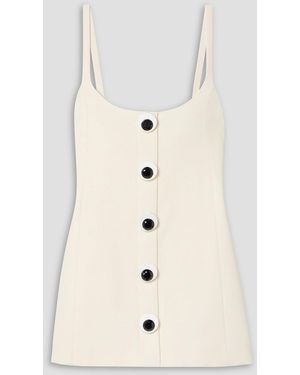 Area Button-Embellished Paneled Wool-Twill Mini Dress - Natural