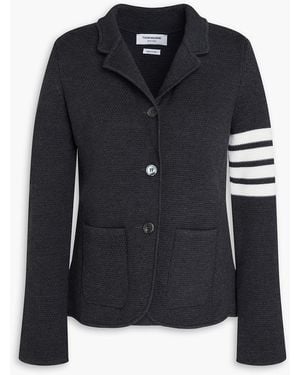 Thom Browne Striped Waffle-knit Wool-blend Blazer - Black