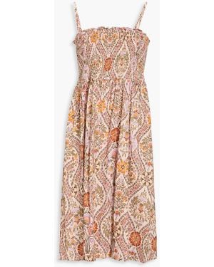10 Crosby Derek Lam Kleid aus einer leinenmischung mit print und raffung - Natur