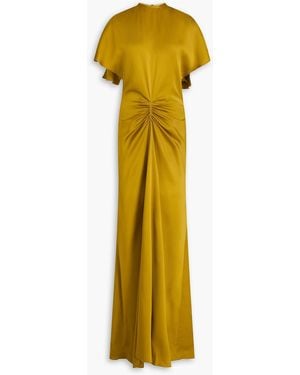 Victoria Beckham Geraffte robe aus glänzendem crêpe - Gelb