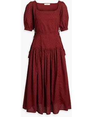 Joie Nashua gestreiftes midikleid aus baumwoll-jacquard mit fil coupé - Rot