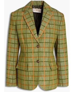 Tory Burch Checked Cotton-Jacquard Blazer - Green