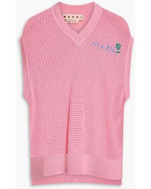 Marni Pointelle-knit Cotton Vest - Pink