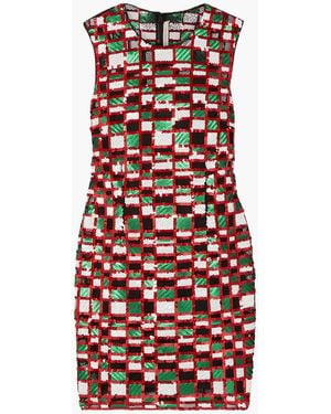 Christopher Kane Checked Sequined Tulle Mini Dress - Red
