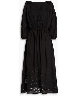 Lug Von Siga Nova Off-The-Shoulder Broderie Anglaise Cotton Midi Dress - Black