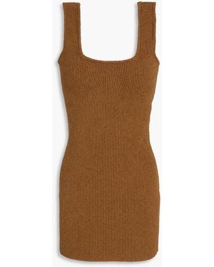 Wardrobe NYC Ribbed Bouclé-Knit Cotton-Blend Mini Dress - Brown