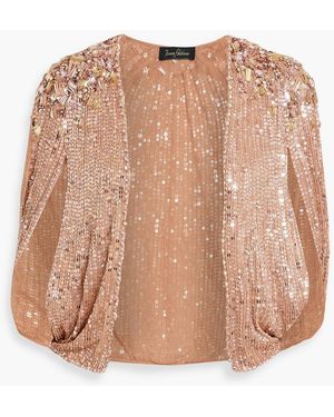 Jenny Packham Mina Embellished Tulle Bolero - Natural