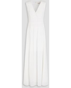 Diane von Furstenberg Saul Plissé Crepe De Chine Maxi Dress - White