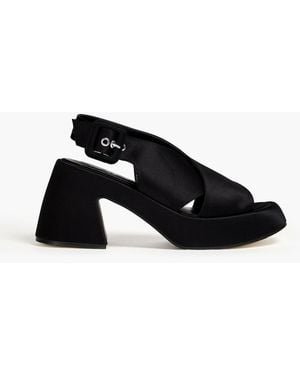 Ganni Satin Platform Slingback Sandals - Black