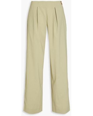 Rejina Pyo Reine Wool-blend Wide-leg Trousers - Green