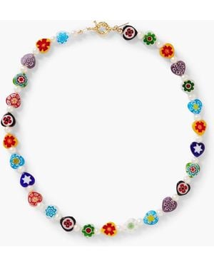 Eliou Lilo kette mit perlen, glas und goldfarbenen details - Weiß