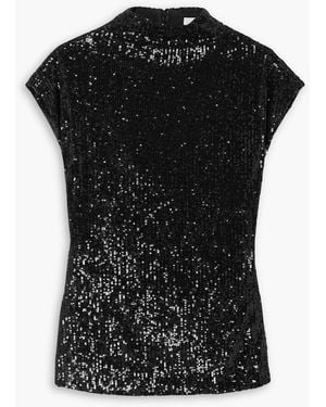 Gauchère Cutout Sequined Stretch-crepe Top - Black