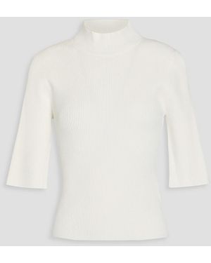 Veronica Beard Pernia Ribbed-knit Turtleneck Top - White