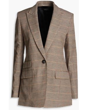 Rag & Bone Foster Houndstooth Linen And Cotton-blend Blazer - Brown