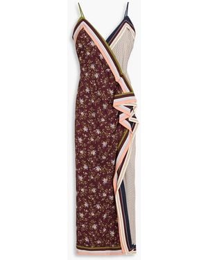 Veronica Beard Marga Wrap-effect Printed Silk-blend Crepe De Chine Midi Dress - Purple