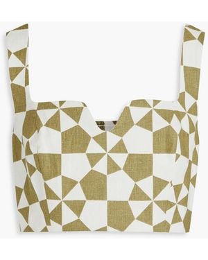 Mara Hoffman Jini Cropped Printed Hemp Top - Green