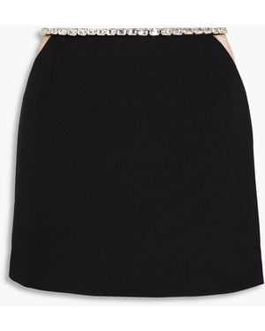Sandro Crystal-embellished Tulle-trimmed Crepe Mini Skirt - Black