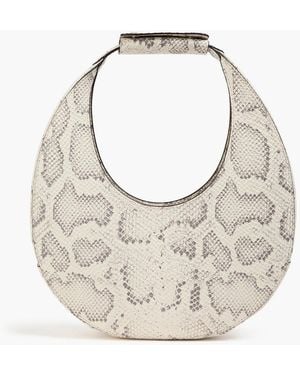 STAUD Moon Snake-Effect Leather Tote - White