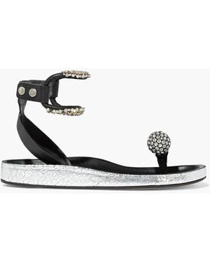 Isabel Marant Ecly Crystal-embellished Leather Sandals - White