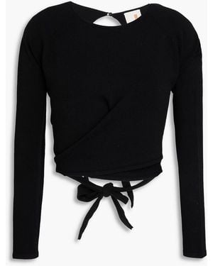 JoosTricot Cropped Open-Back Lyocell-Blend Top - Black