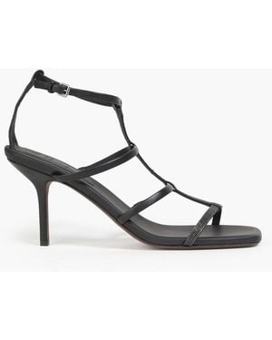 Brunello Cucinelli Bead-Embellished Leather Sandals - Black