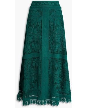 FARM Rio Guipure Lace Midi Skirt - Green