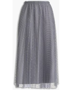 RED Valentino Pleated Point D'esprit Midi Skirt - Grey